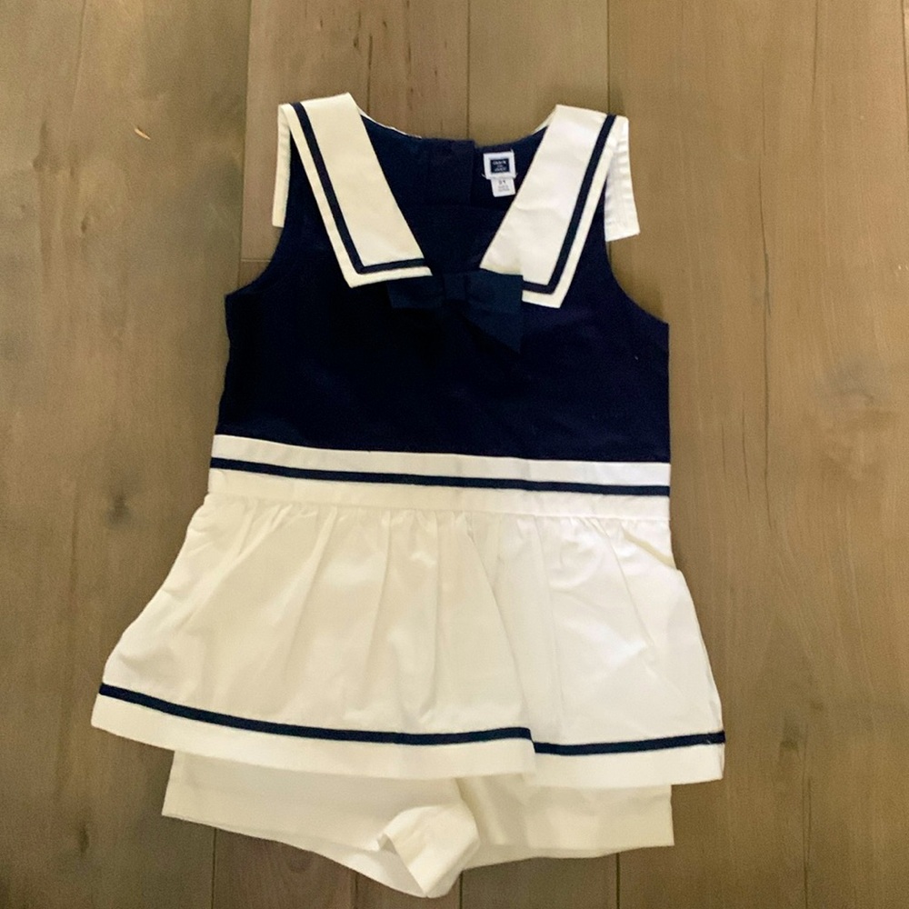 Janie and Jack Blue and White Romper | 2T |
